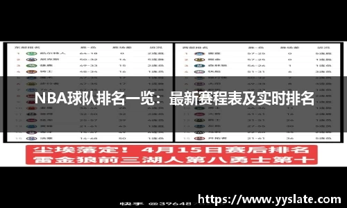 NBA球队排名一览：最新赛程表及实时排名
